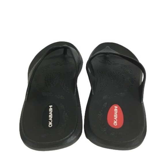 Okabashi Women's Size M/L Black Flip Flops Thongs Sandals Beach Slip On Made USA - Picture 4 of 10